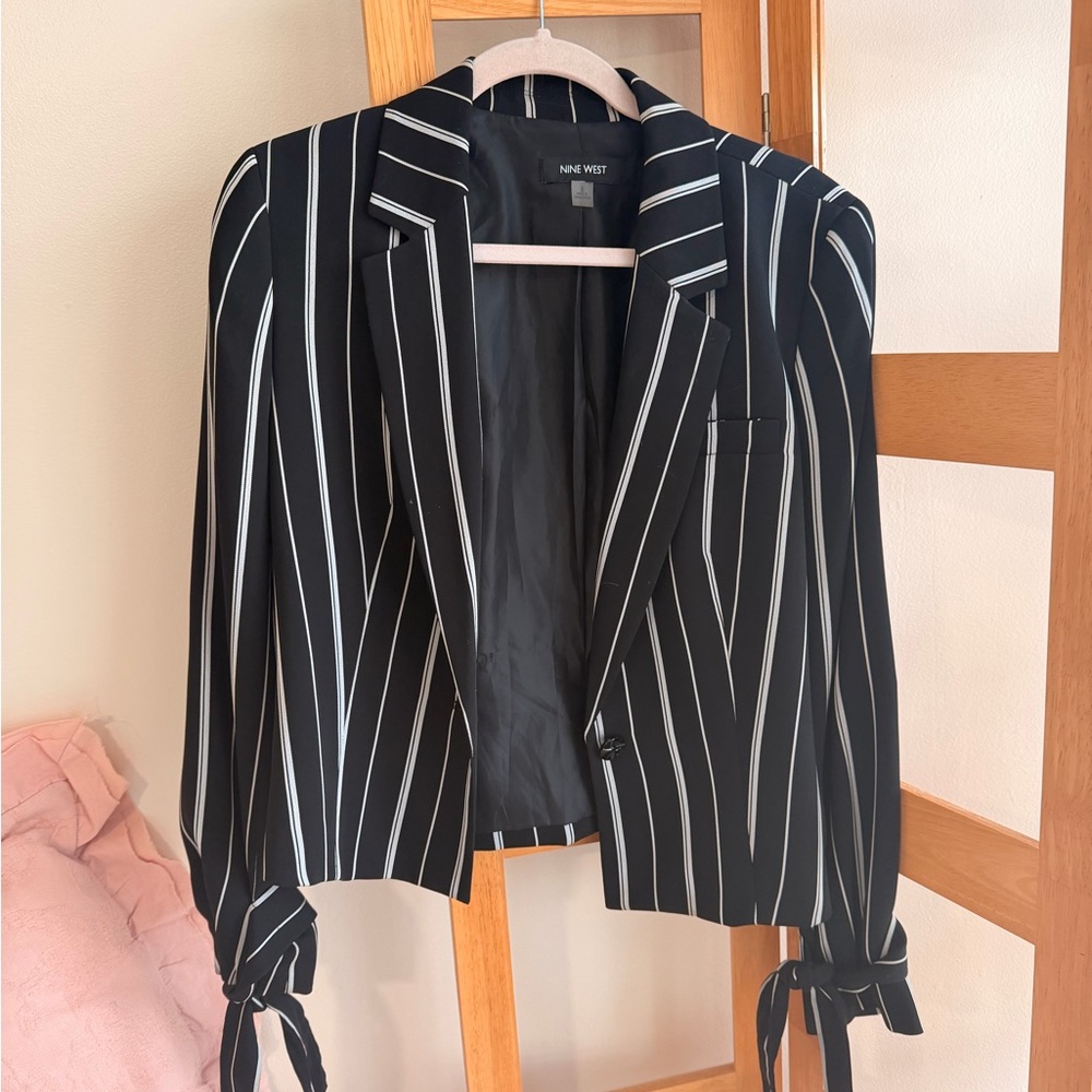 Nine West Black and White Striped Blazer